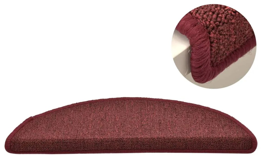 15 db lépcsőszőnyeg 56 x 17 x 3 cm bordó félkör alakú