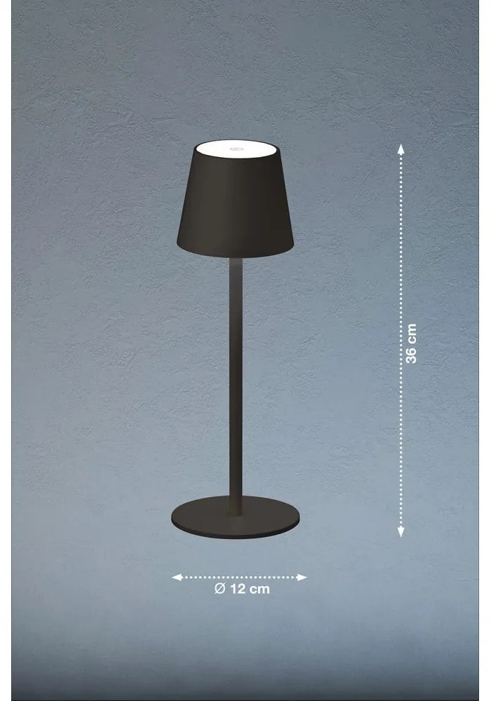 Fekete LED szabályozható-mozgásérzékelős asztali lámpa fém búrával (magasság 38 cm) Tropea – Fischer &amp; Honsel