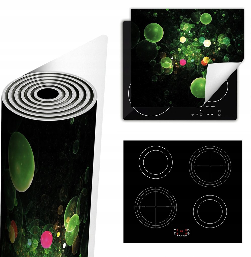 Tűzhelyvédő Szőnyeg Több Hely 60x52 zöld buborékok