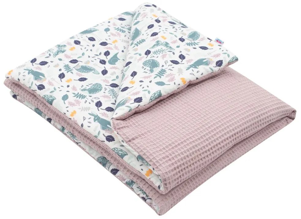 Gyerek pamut takaró New Baby Vafle rózsaszín nyuszi 80x102 cm