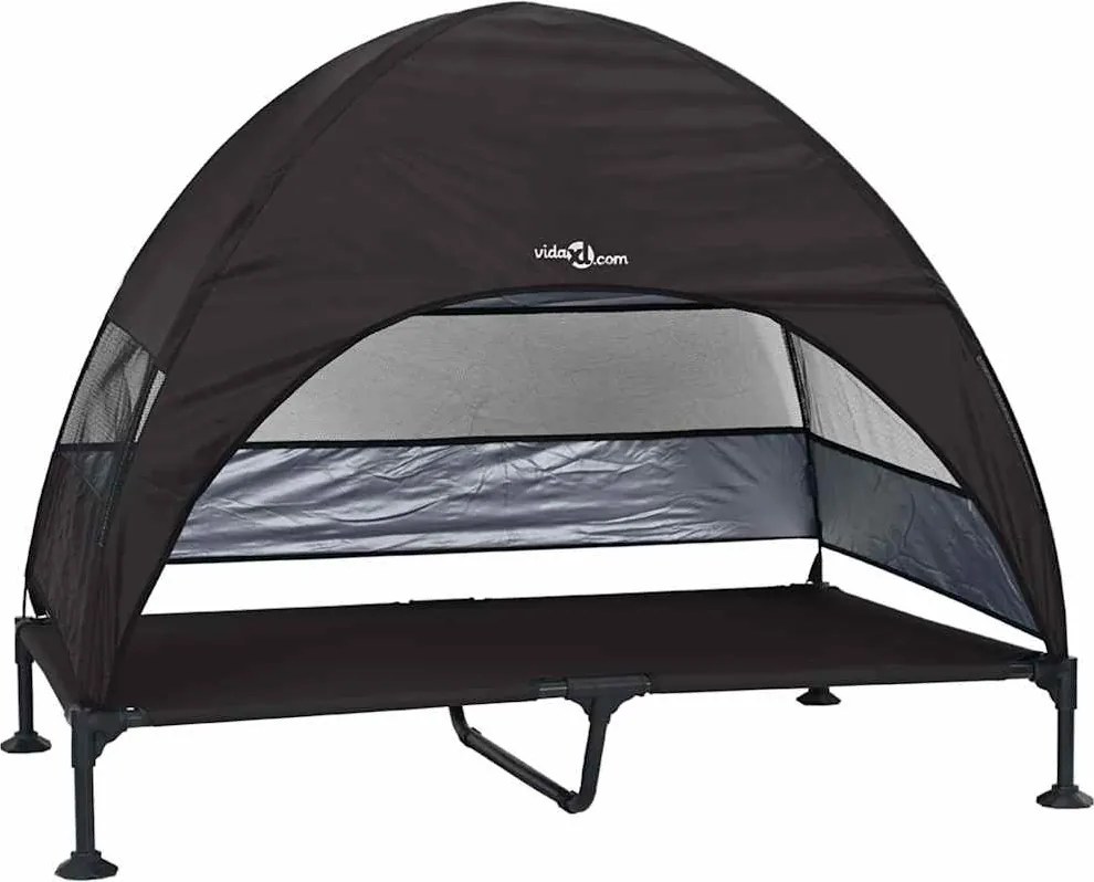 vidaXL Felemelkedett kutyafekhely Fekete 127 x 81 x 108 cm