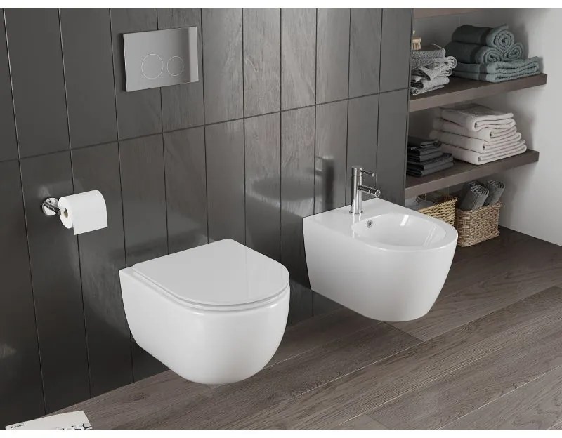 Mexen Carmen, fali WC csésze 490x365x340 mm, Perem nélküli Tornado, fényes fehér, 3388XX00T