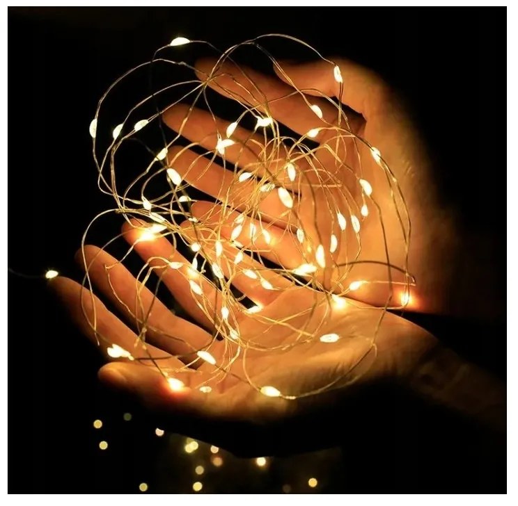 Karácsonyi fénylánc 50 LED-es, meleg fehér