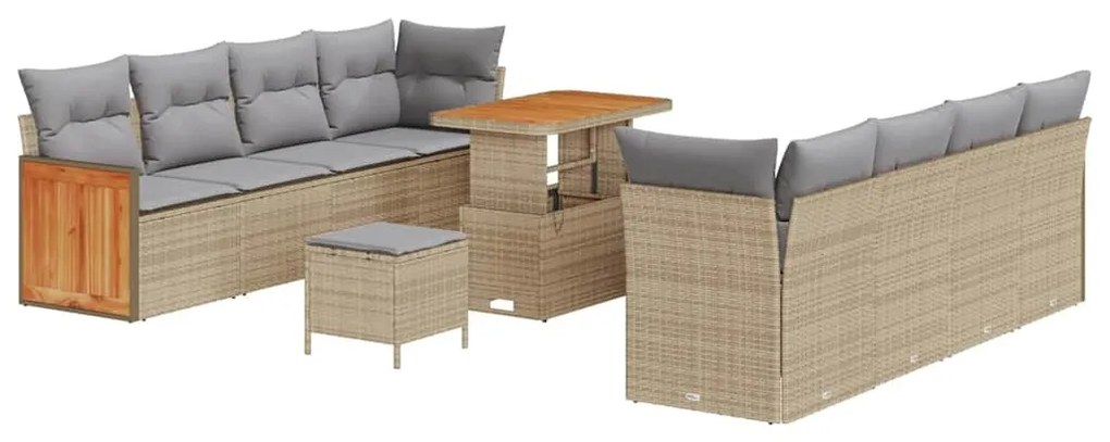 Kerti Kanapé Szett 11 pcs Bézs 90 x 55 x 71 cm polirattan