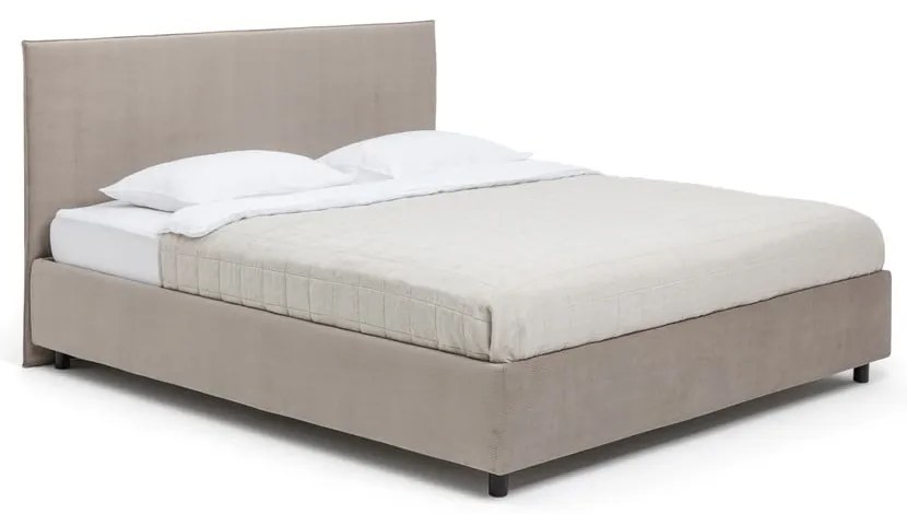 Szürkésbarna kárpitozott ágyneműtartós franciaágy matraccal, ágyráccsal 180x200 cm Myra Pillow – Bonami Selection