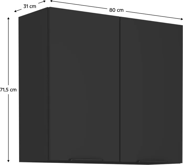 Felső szekrény, fekete, SIBER 80 G-72 2F