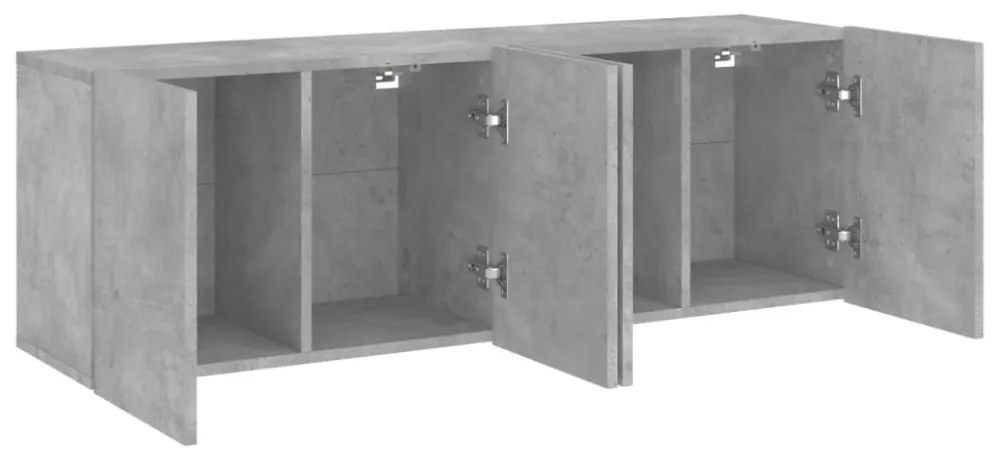2 db betonszürke falra szerelhető TV-szekrény 60 x 30 x 41 cm