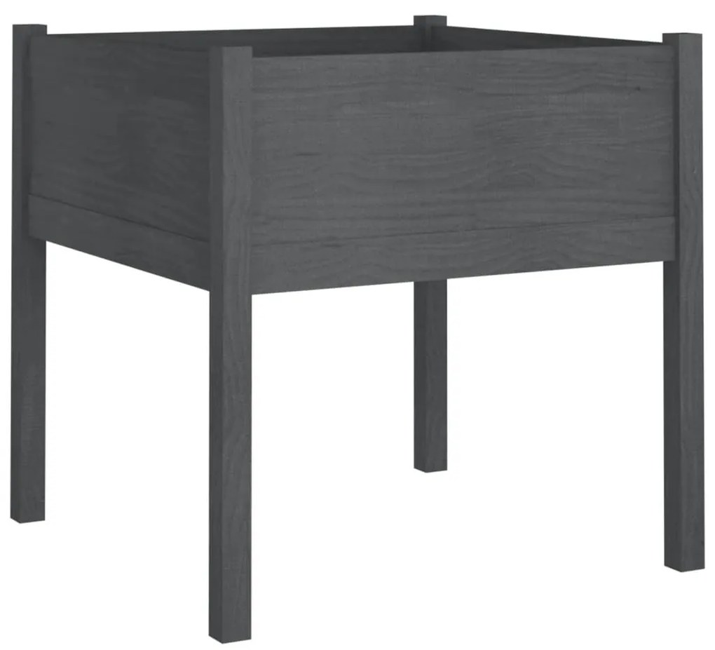 2 db szürke tömör fenyőfa kerti virágtartó 70 x 70 x 70 cm