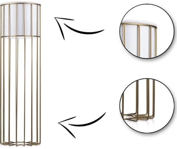 Fém virágcserép LOFT 70x20 cm arany/fehér