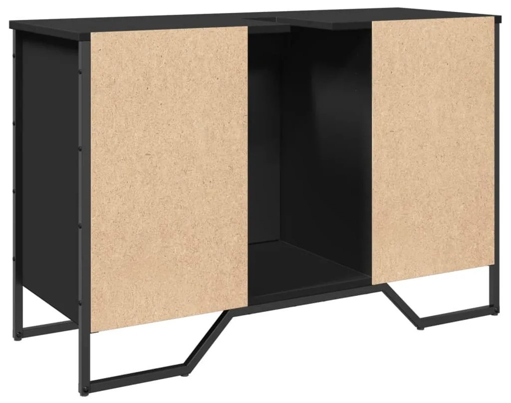 fekete szerelt fa fürdőszobai mosdószekrény 91 x 35 x 60 cm
