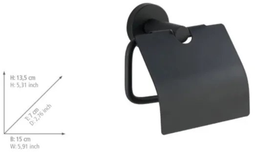 WENKO 24241100-BOSIO BLACK WC-papírtartó 15x13,5 cm rozsdamentes acél/ezüst