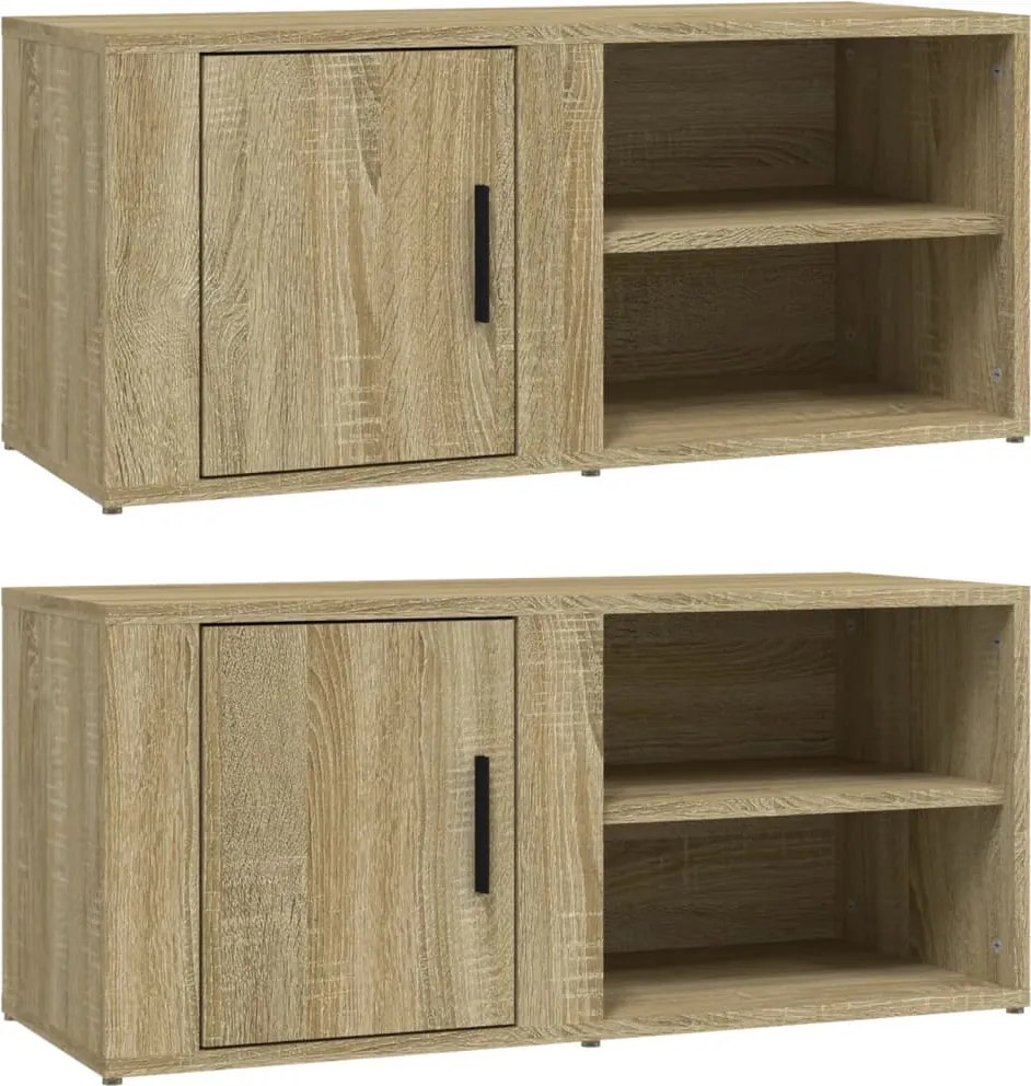 vidaXL 2 db sonoma tölgy színű szerelt fa TV-szekrény 80x31,5x36 cm