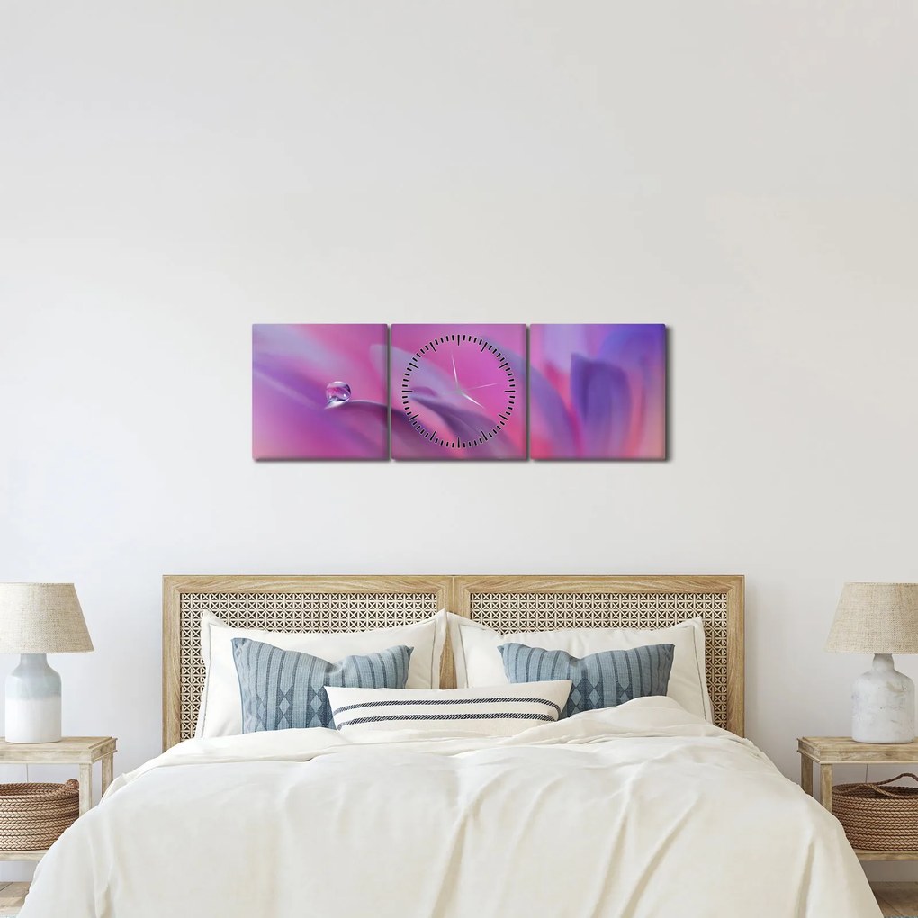 Kép - Csepp a virágon (órával) (90x30 cm)