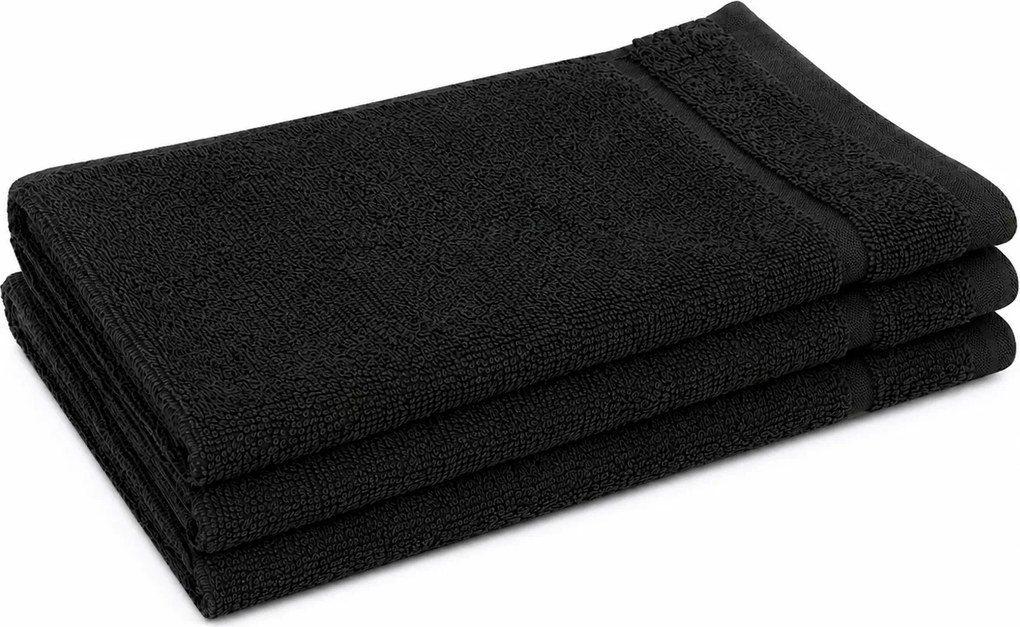 Classic fekete törölköző 30x30 cm, 100% pamut