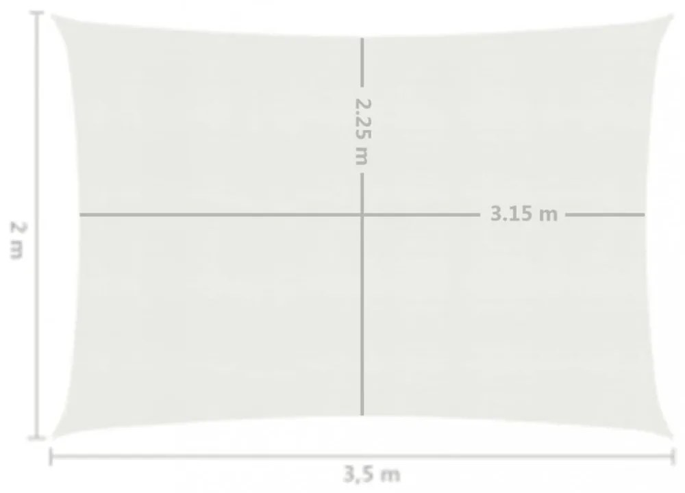 fehér HDPE napvitorla 160 g/m² 2 x 3,5 m