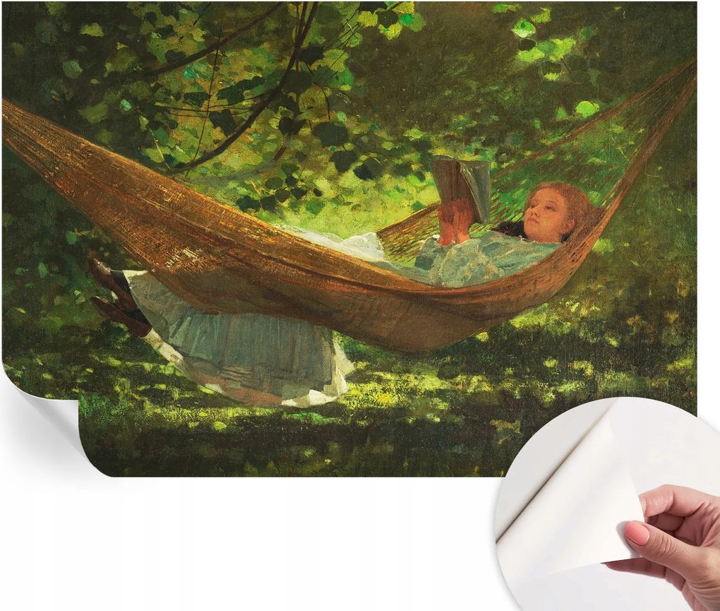 Öntapadós tapéta Fali furnér 3D hatás Pihenés a függőágyban 152x104 cm