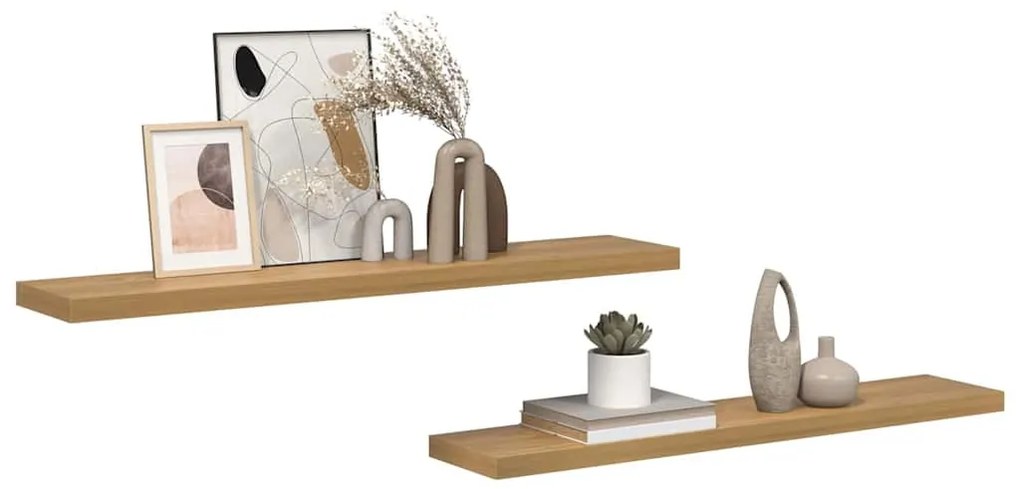 vidaXL Falpolc Falra szerelhető 2 pcs Barna 120 x 23,5 x 4 cm Faanyag