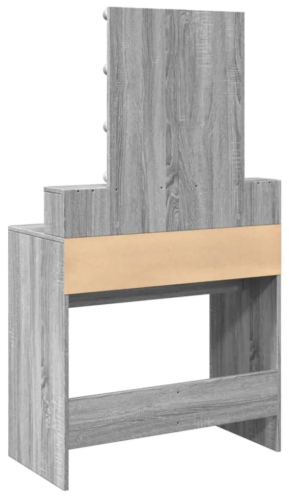 szürke sonoma színű fésülködőasztal LED-del 80 x 41 x 144,5 cm