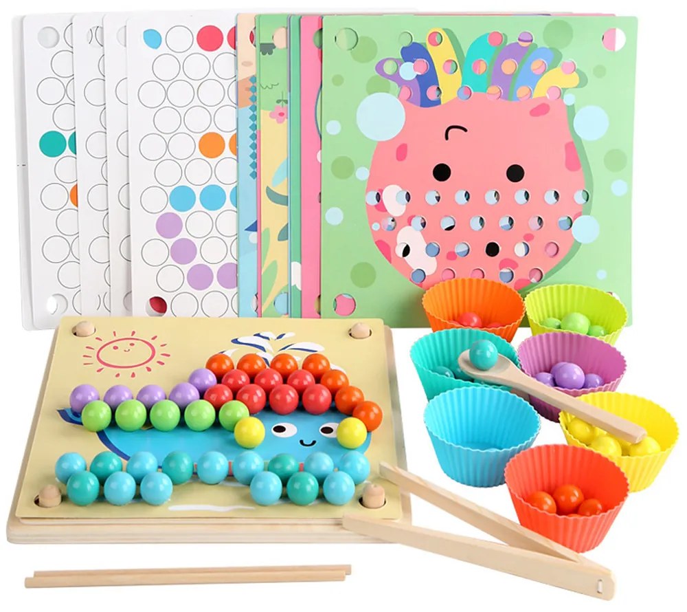 Képkirakó golyókkal Montessori fajáték