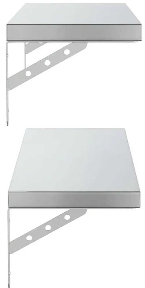2 db ezüstszínű rozsdamentes acél fali polc 75 x 23,5 cm