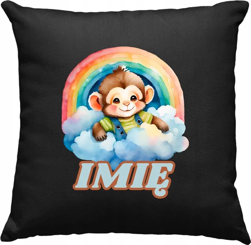 Gyerek párna Szivárvány majom +Név fekete