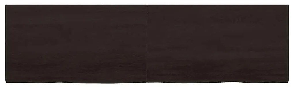 sötétbarna kezelt tömör fa fürdőszobai pult 180x50x(2-4) cm