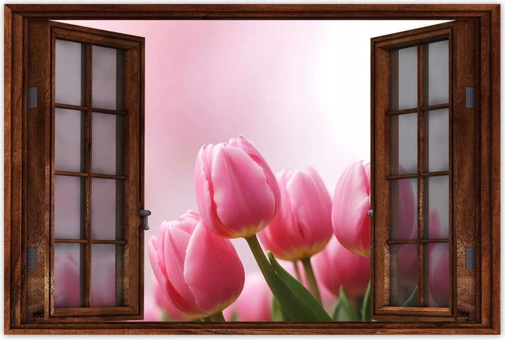 Poszter 60x40 Rózsaszín tulipánok
