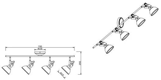 Trio - Spotlámpa GINA 4xE14/40W/230V fehér
