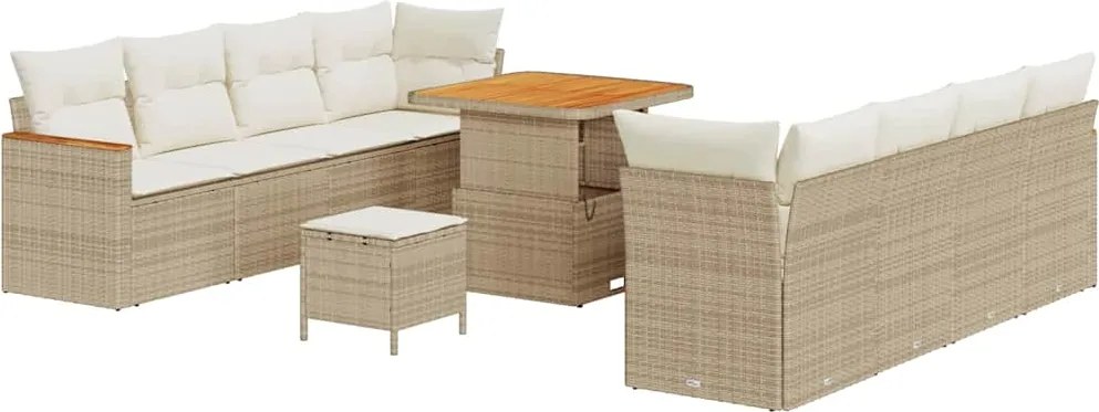 vidaXL Kerti Kanapé Szett párnával 12 pcs Bézs polirattan