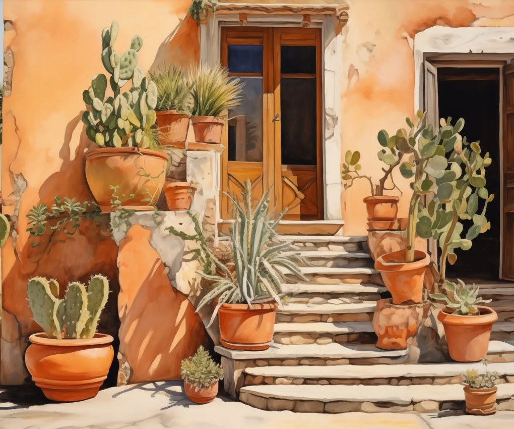 Poszter 60x50cm Napsütötte Kaktuszsarok