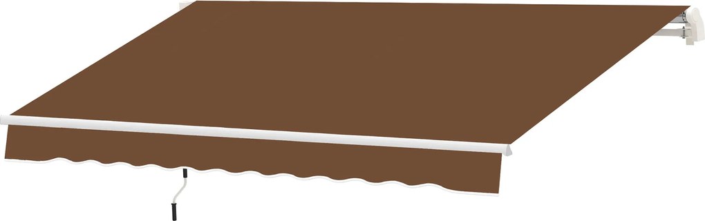 Outsunny Kihúzható Manuális Napernyő 3x2.5 m Balkoni Napernyő Vízálló és UV-Védett Fém Kézikaros Kültéri Rolós Napernyő Kert Terasz Ablakokhoz Barna |