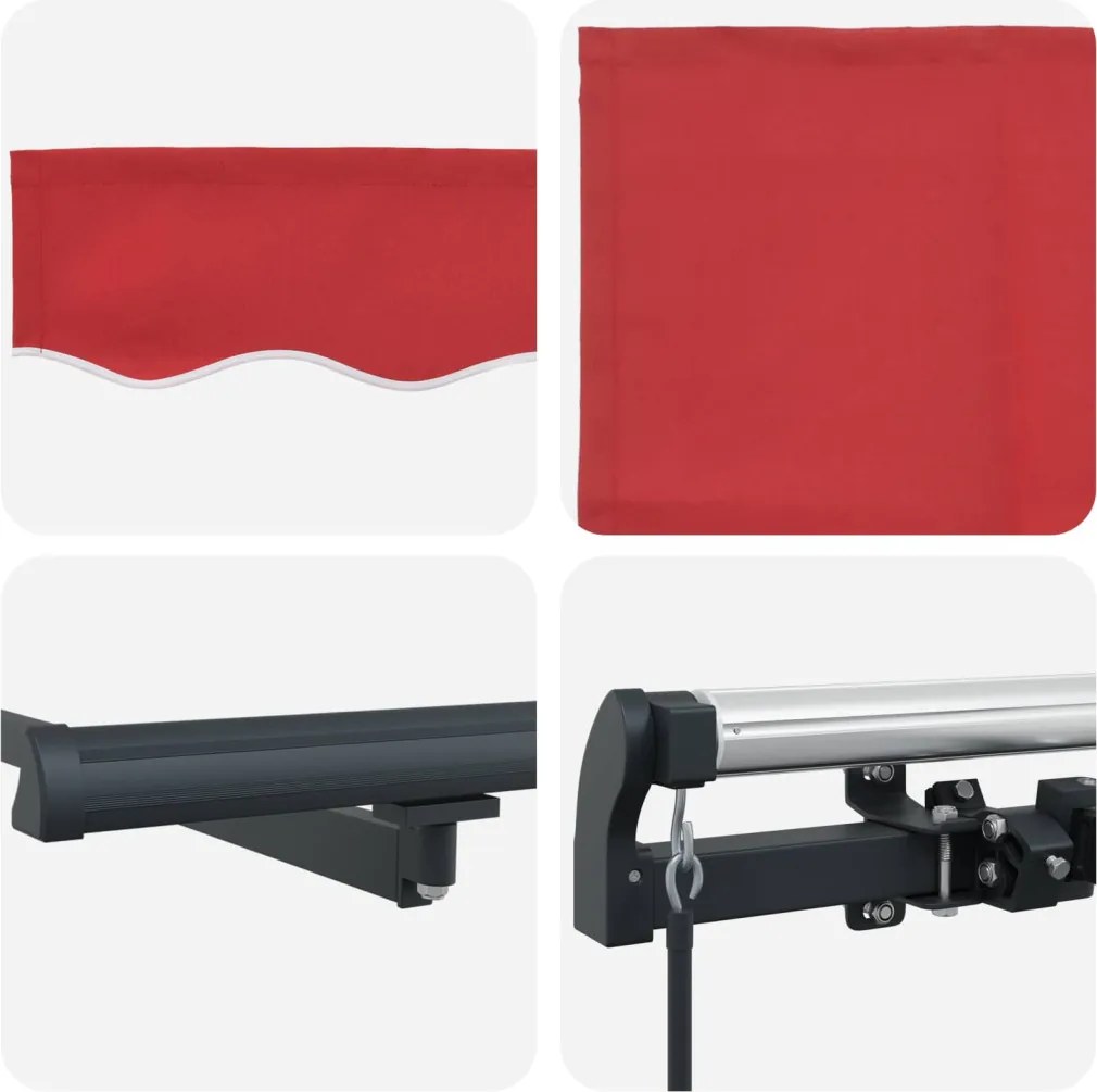 Behúzható napellenző Piros 300 x 250 cm Poliészter és acél