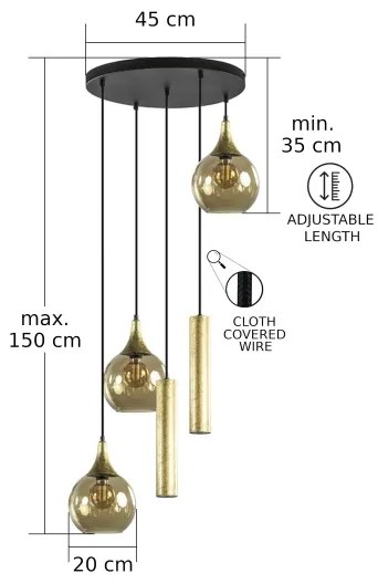 CALYPSO lógcsillár 2xGU10/60W + 3xE27/60W fekete/arany