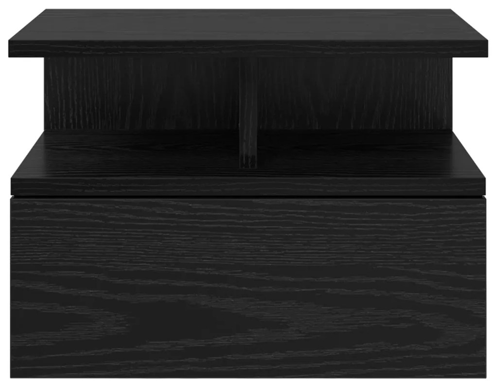 Falra Szerelhető Éjjeli Asztal Fekete Tölgy 40x31x27 cm MDF