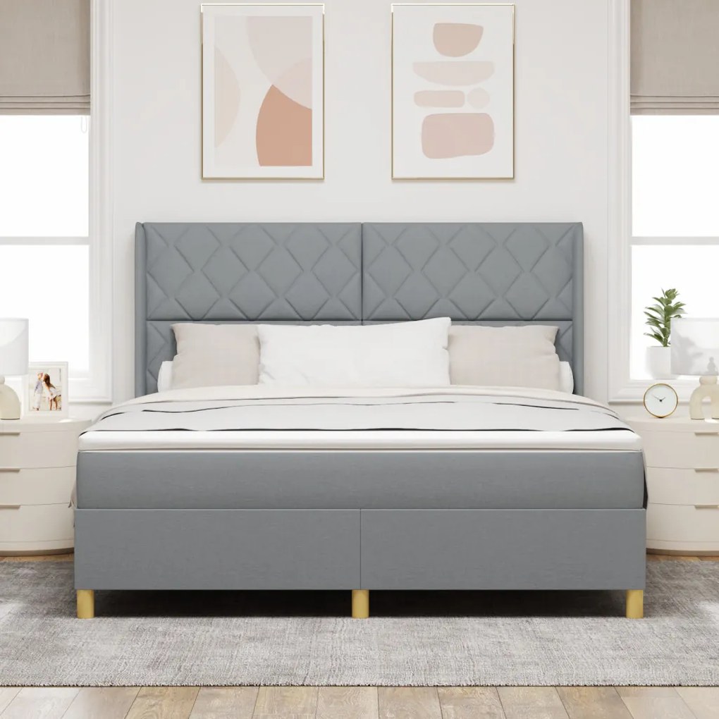 Boxspring Ágy Matrac Képességek Világosszürke 180x200 cm Szövet