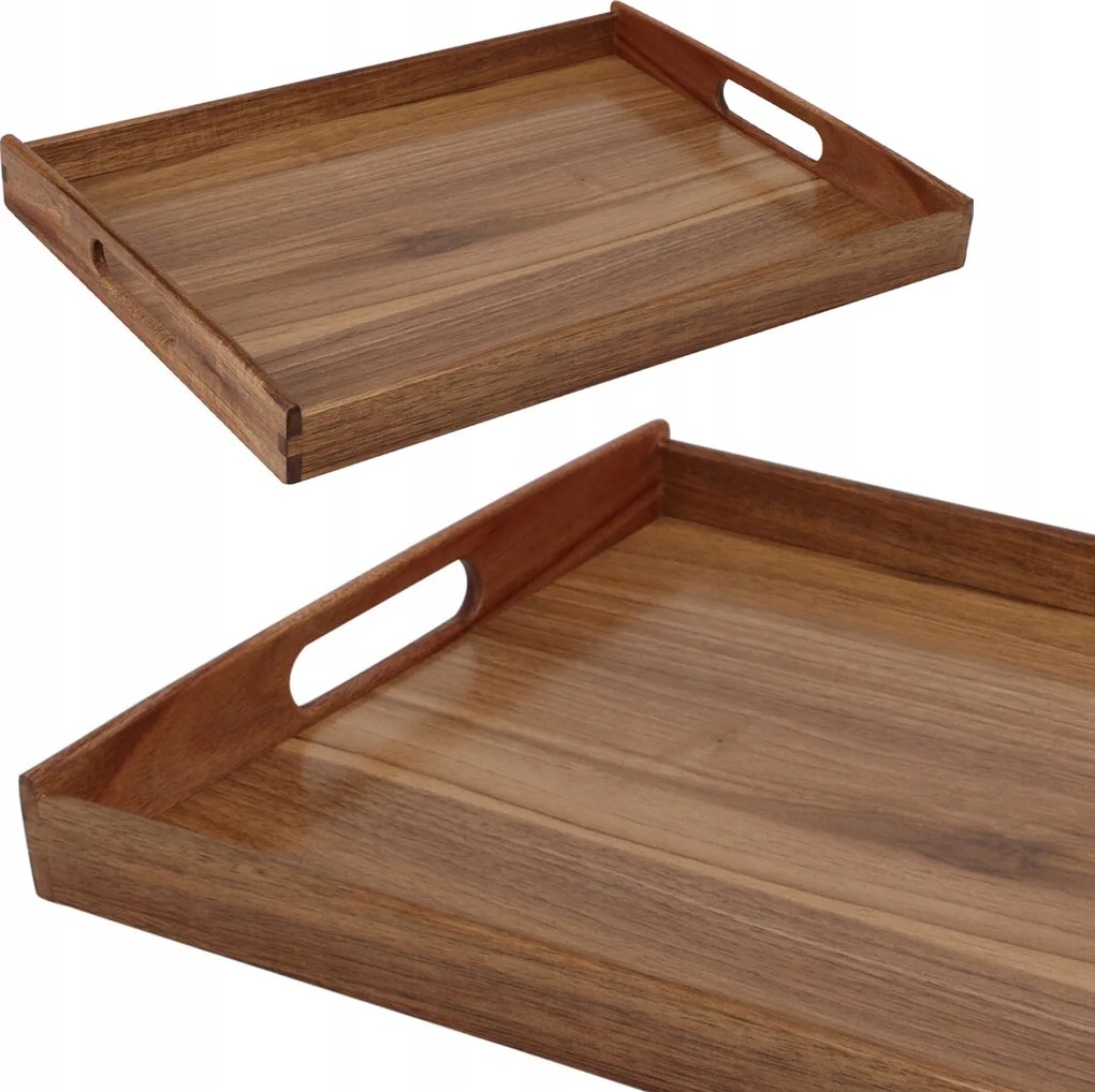 Reggeli az ágyba, Fa Tálca Fogantyúkkal 40X30 CM tálaláshoz