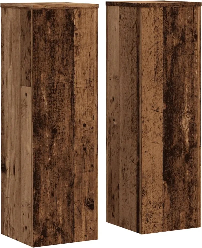 vidaXL 2 db antik fa színű szerelt fa növénytartó állvány 25x25x80 cm