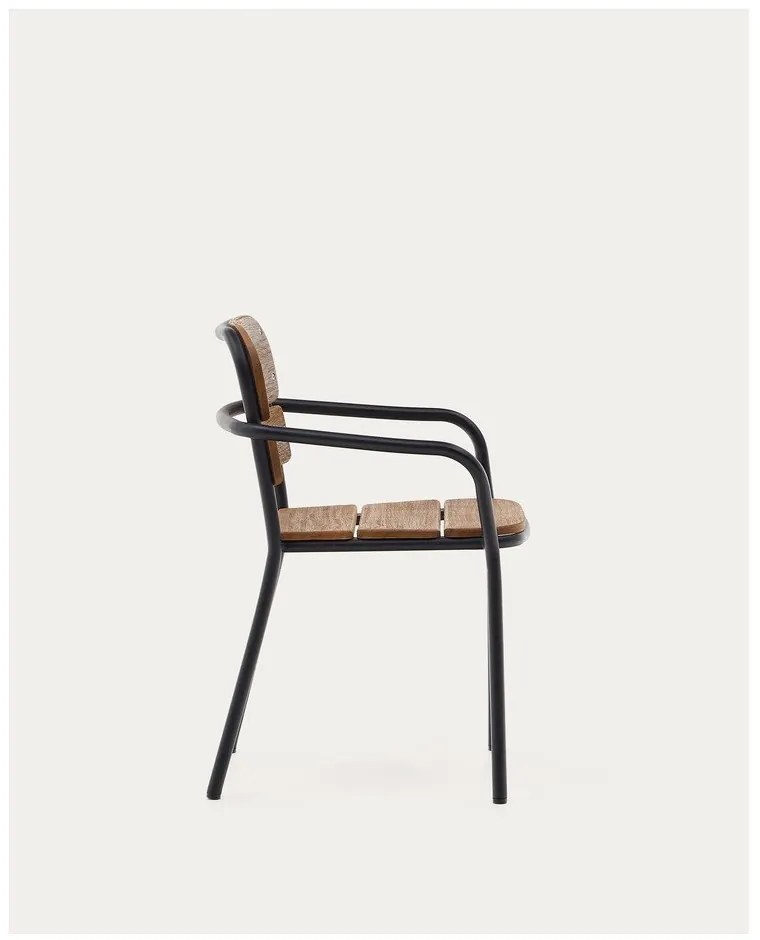 Fekete-barna tömörfa-fém kerti szék Algueret – Kave Home