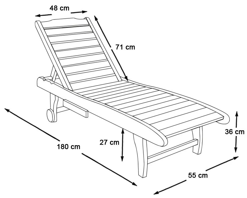 Állítható fa pihenőágy kihúzható tartóval