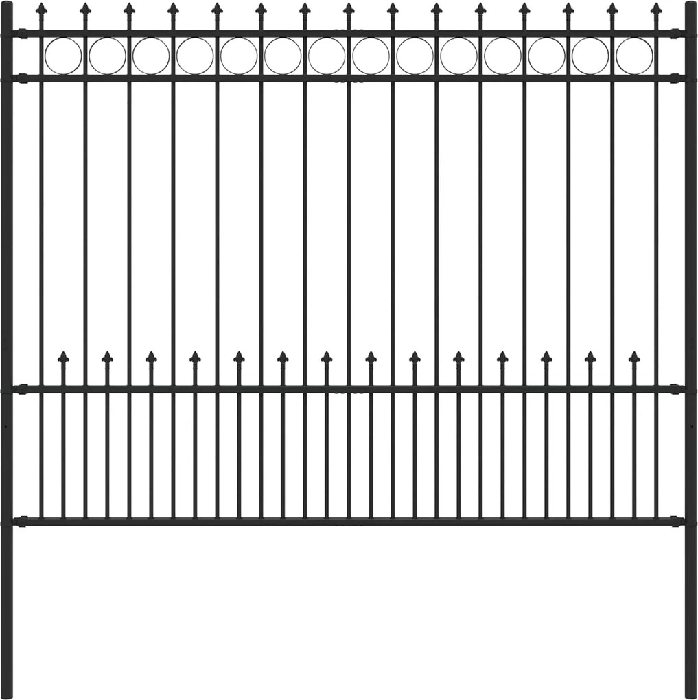 vidaXL Tüskés gyűrűs kerítés Fekete 200 x 200 cm Porszórt acél