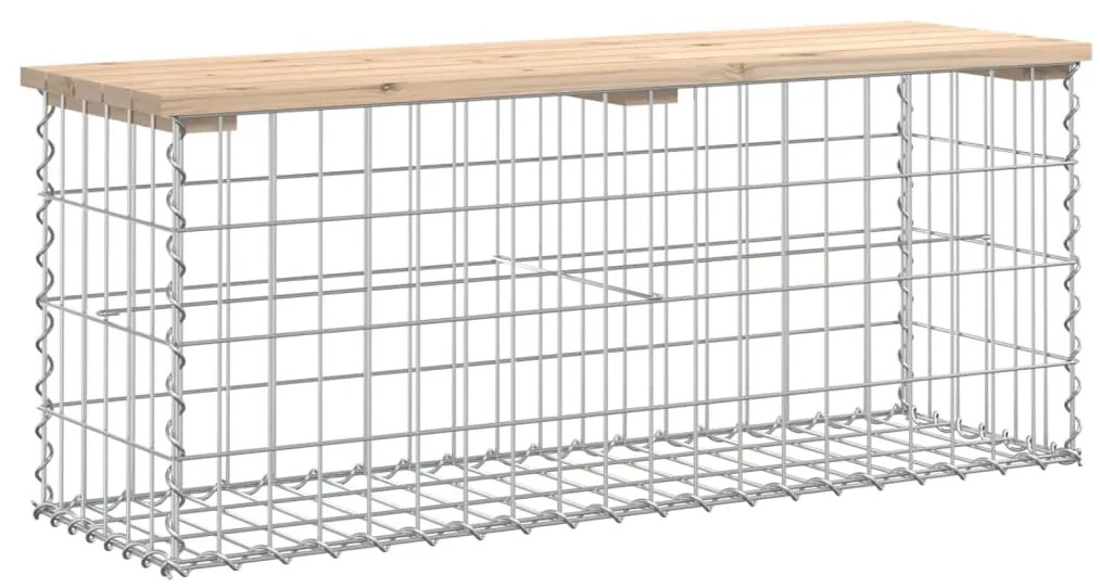 vidaXL tömör fenyőfa gabion kerti pad 103x31,5x42 cm