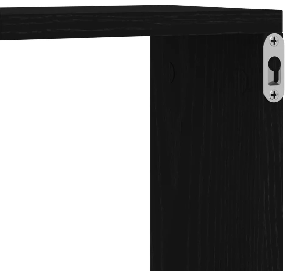 Fali Polc 2 db Fekete Tölgy 50x15x85 cm Műanyag