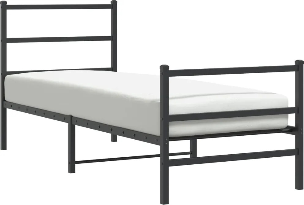 vidaXL fekete fém ágykeret fej- és lábtámlával 75 x 190 cm
