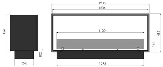 InFire - Beépített BIO kandalló 48,5x123,5 cm 6kW fekete