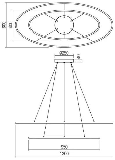 Redo 01-3300 - LED fényerőszabályozható kábeles függeszték LEO LED/115W/230V bronz