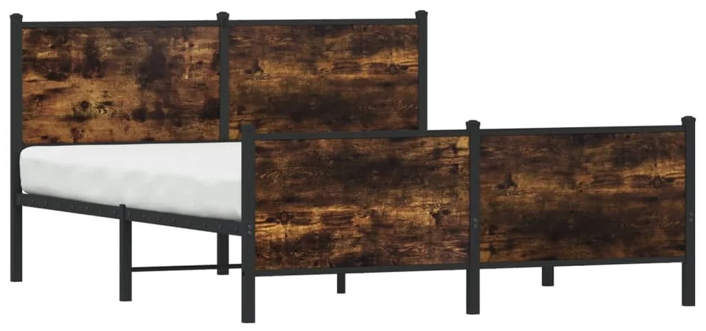 füstös tölgy színű fém ágykeret matrac nélkül 160 x 200 cm