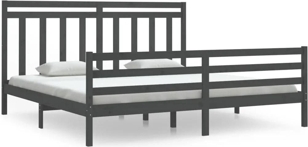 vidaXL szürke tömör fa ágykeret 200 x 200 cm