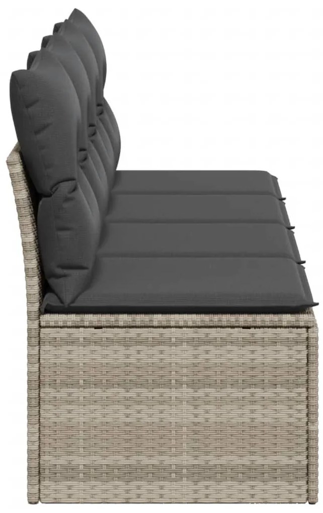 4 személyes világosszürke polyrattan kerti kanapé párnával