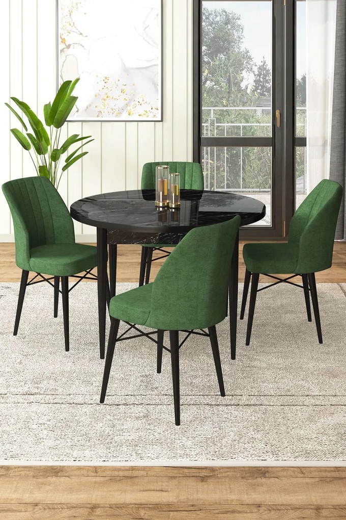 Rox étkezőgarnitúra, fekete márvány-khaki, 90 cm