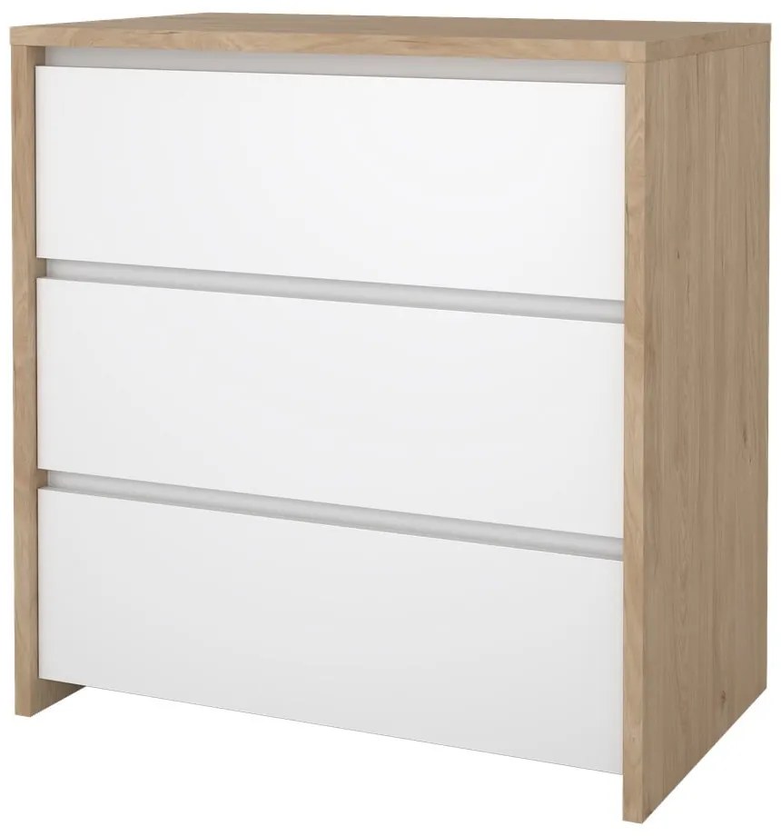 Fehér-natúr színű komód tölgyfa dekorral 80x84x48 cm Next – Tvilum